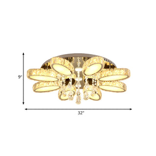 ZOWALA - Modern Chrome Crystal Blossom Semi-Flush Mount Light Image - 9