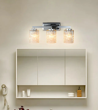 Elegant Prismatic Glass Cylinder 3-Light Vanity Light Zawala Image - 3