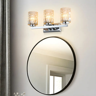 Elegant Prismatic Glass Cylinder 3-Light Vanity Light Zawala Image - 5