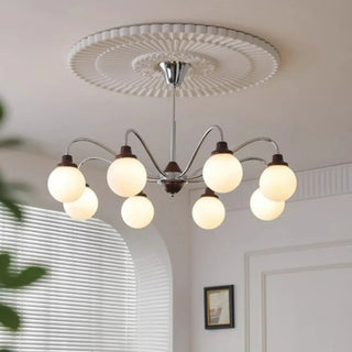 ZOWALA - Modern Chrome Scroll Frosted Glass 8-Light Chandelier