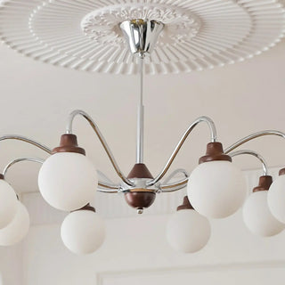 ZOWALA - Modern Chrome Scroll Frosted Glass 8-Light Chandelier