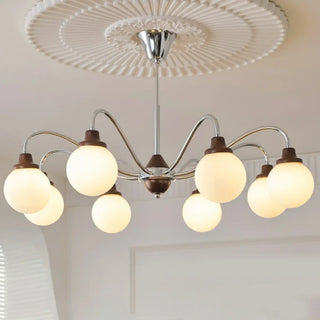 ZOWALA - Modern Chrome Scroll Frosted Glass 8-Light Chandelier