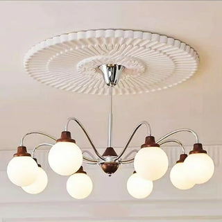 ZOWALA - Modern Chrome Scroll Frosted Glass 8-Light Chandelier