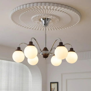 ZOWALA - Modern Chrome Scroll Frosted Glass 8-Light Chandelier