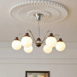 ZOWALA - Modern Chrome Scroll Frosted Glass 8-Light Chandelier