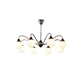 ZOWALA - Modern Chrome Scroll Frosted Glass 8-Light Chandelier