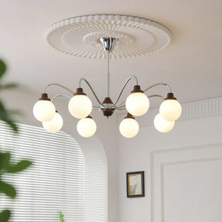 ZOWALA - Modern Chrome Scroll Frosted Glass 8-Light Chandelier