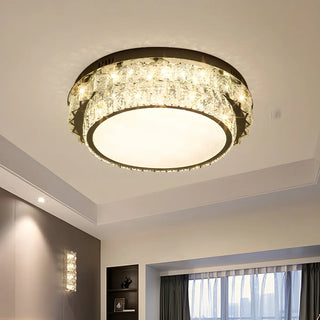Dimmable Chrome Square Crystal LED Flush Mount Light Zawala Image - 2