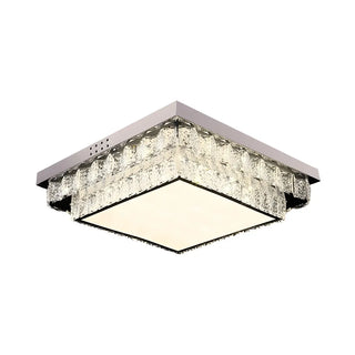 Dimmable Chrome Square Crystal LED Flush Mount Light Zawala Image - 3