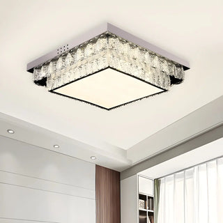 Dimmable Chrome Square Crystal LED Flush Mount Light Zawala Image - 4