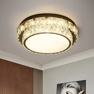 Dimmable Chrome Square Crystal LED Flush Mount Light Zawala Image - 6