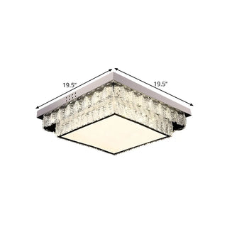 Dimmable Chrome Square Crystal LED Flush Mount Light Zawala #size