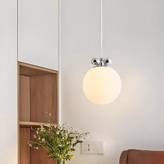 ZOWALA - Modern Classic Chrome White Glass Globe Pendant Light Image - 1