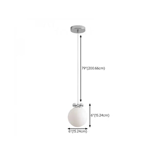 ZOWALA - Modern Classic Chrome White Glass Globe Pendant Light #size
