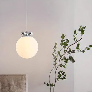 ZOWALA - Modern Classic Chrome White Glass Globe Pendant Light Image - 2