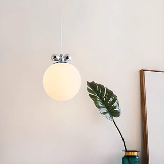 ZOWALA - Modern Classic Chrome White Glass Globe Pendant Light Image - 3