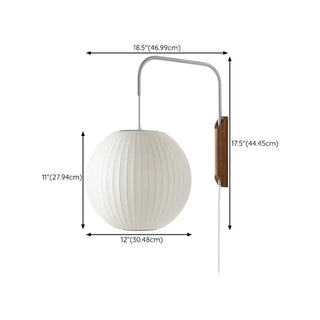 Modern White Silk Lantern Shade Chrome Wall Sconce Zawala #size