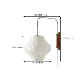 Modern White Silk Lantern Shade Chrome Wall Sconce Zawala Image - 17