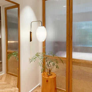 Modern White Silk Lantern Shade Chrome Wall Sconce Zawala Image - 5