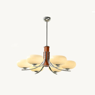 ZOWALA - Bowl Beige Glass Downrod 6-Light Bedroom Chandelier Image - 12
