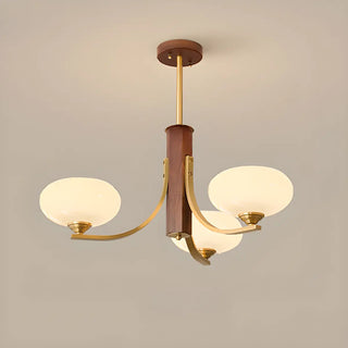 ZOWALA - Bowl Beige Glass Downrod 6-Light Bedroom Chandelier Image - 13