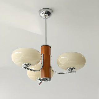 ZOWALA - Bowl Beige Glass Downrod 6-Light Bedroom Chandelier Image - 11