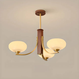 ZOWALA - Bowl Beige Glass Downrod 6-Light Bedroom Chandelier Image - 15