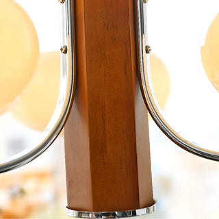 ZOWALA - Bowl Beige Glass Downrod 6-Light Bedroom Chandelier Image - 6