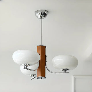 ZOWALA - Bowl Beige Glass Downrod 6-Light Bedroom Chandelier Image - 8