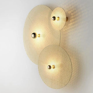 Coastal Circle Rattan Living Room Yellow Wall Sconce Zawala Image - 1