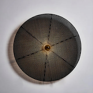 Coastal Circle Rattan Living Room Yellow Wall Sconce Zawala Image - 4