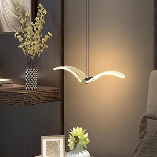 Unique Bedroom Clear Acrylic Seagull Bird LED Pendant Light Zawala Image - 2