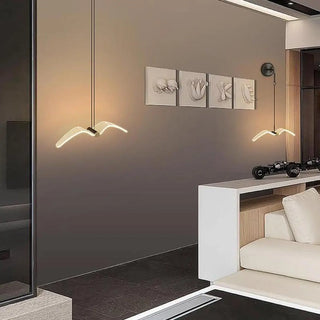 Unique Bedroom Clear Acrylic Seagull Bird LED Pendant Light Zawala Image - 6