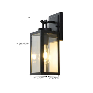 Waterproof Box Black Glass Outdoor LED Wall Sconce Zawala #size