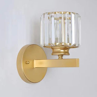 ZOWALA - Stylish Clear Crystal Gold Cylinder Vanity Light Image - 2