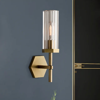 ZOWALA - Modern Clear Glass and Gold Geometric Vanity Light Image - 2