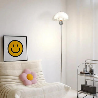 ZOWALA - Modern Clear Dome Shade and Chrome Metal Floor Lamp Image - 2