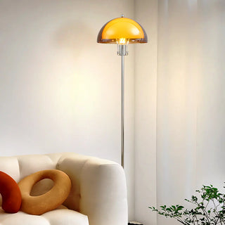 ZOWALA - Modern Clear Dome Shade and Chrome Metal Floor Lamp Image - 4