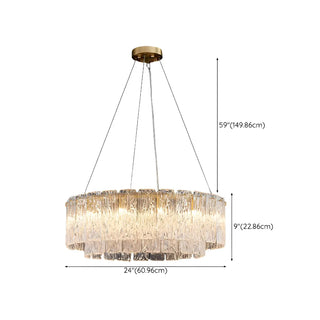 ZOWALA - Clear Glass Living Room Gold 2-Tier Drum Chandelier Image - 12