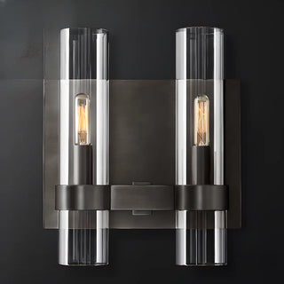 Simple Clear Glass Cylinder Shade Gold Wall Sconce Zawala Image - 10