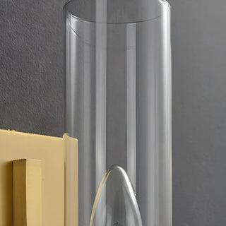 Simple Clear Glass Cylinder Shade Gold Wall Sconce Zawala Image - 15