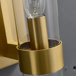Simple Clear Glass Cylinder Shade Gold Wall Sconce Zawala Image - 16