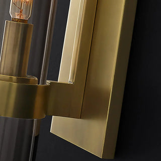 Simple Clear Glass Cylinder Shade Gold Wall Sconce Zawala Image - 17