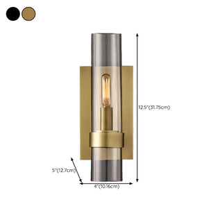 Simple Clear Glass Cylinder Shade Gold Wall Sconce Zawala #size