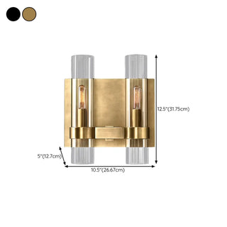 Simple Clear Glass Cylinder Shade Gold Wall Sconce Zawala Image - 19