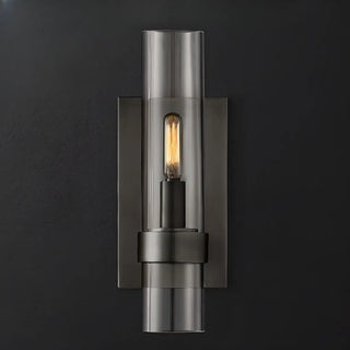 Simple Clear Glass Cylinder Shade Gold Wall Sconce Zawala Image - 6
