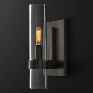 Simple Clear Glass Cylinder Shade Gold Wall Sconce Zawala Image - 7