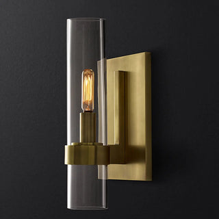 Simple Clear Glass Cylinder Shade Gold Wall Sconce Zawala Image - 8