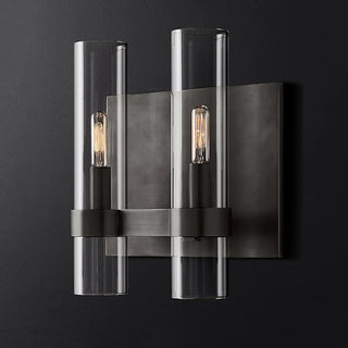 Simple Clear Glass Cylinder Shade Gold Wall Sconce Zawala Image - 9