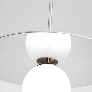 Modern Circular Disc White Globe Dining Room Pendant Ligh Image - 11
